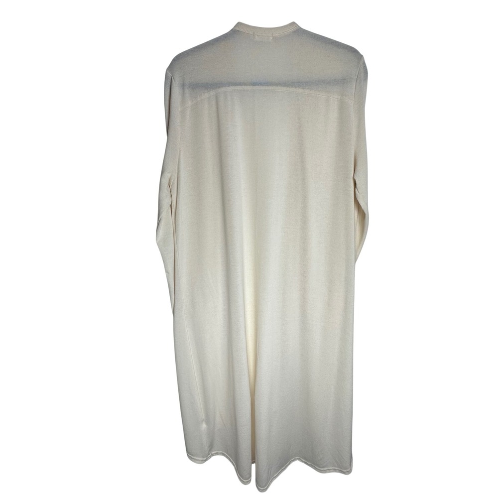 Naggoo Cream Knit Long Cardigan‎ Sweater Open Front Pockets XL Minimalist Cozy - Picture 2 of 8